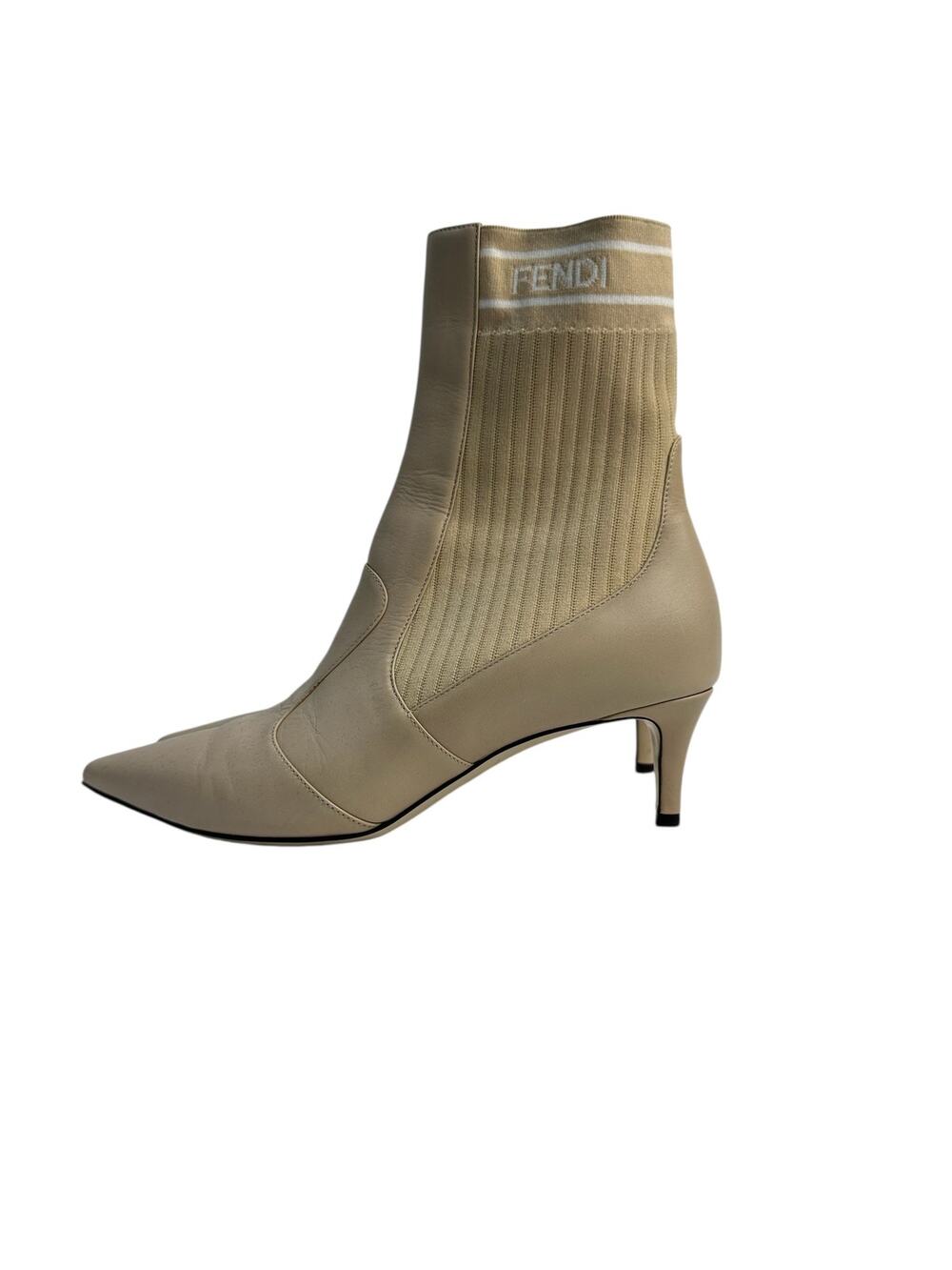 Fendi beige ankle boots with stretch-knit panel Sz.38